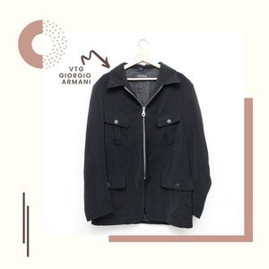 Giorgio Armani Black Zipped Field Jacket Vintage